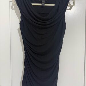 Cable & Gauge Black Draped Sleeveless Midi Dress